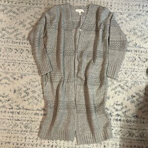 NWT Love Stitch Gray Knit Women's long Sweater cardigan with pockets!